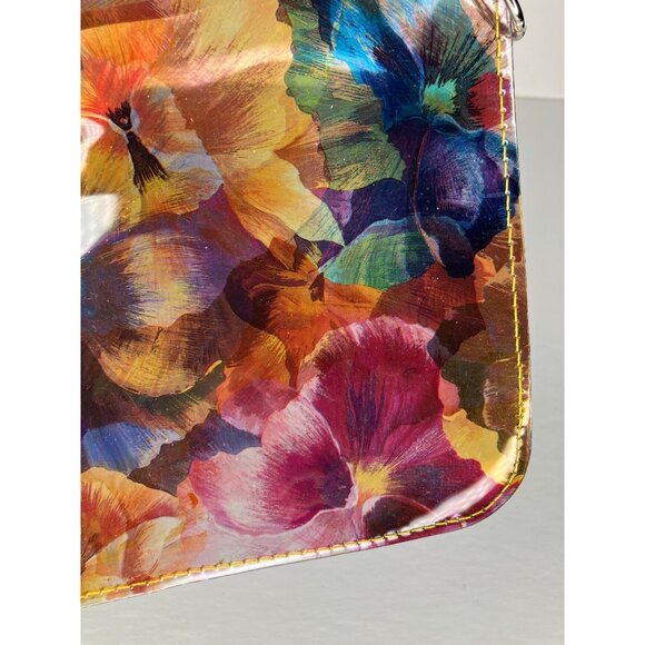 Saks Fifth Avenue Clear Floral Pouch Make Up Bag Made In Italy Zipper Closure - Picture 2 of 6